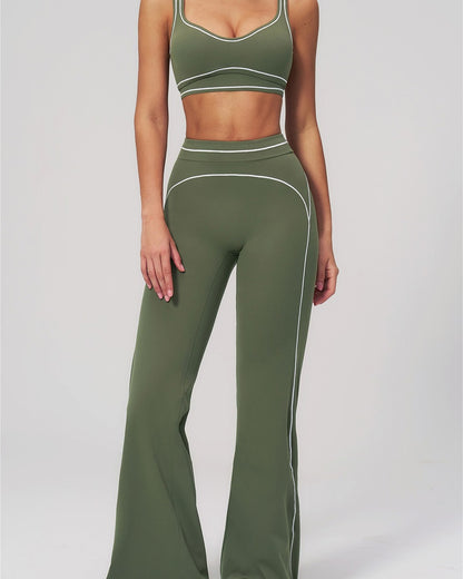 Curvvvy™ High-Waisted Contrast Panel Wide Leg Pants