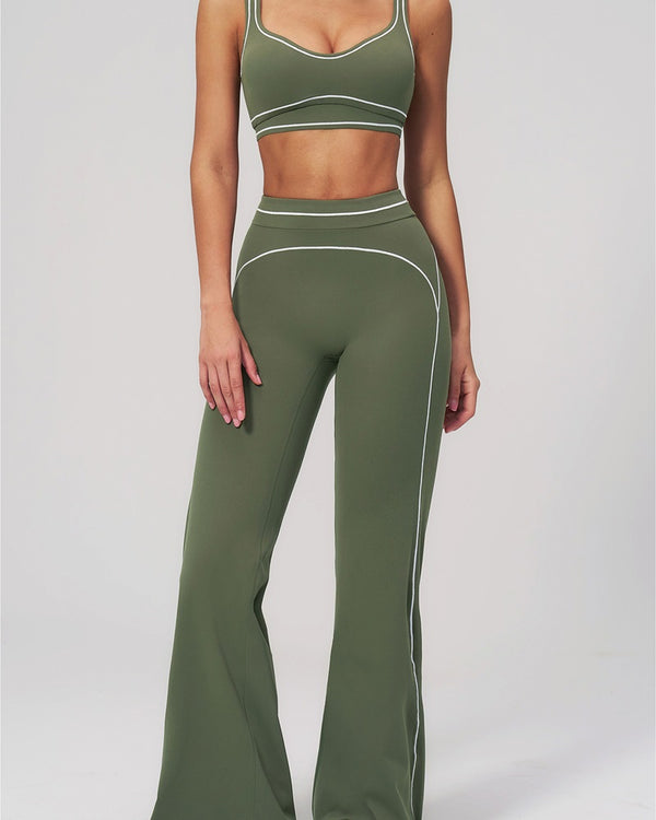 Curvvvy™ High-Waisted Contrast Panel Wide Leg Pants