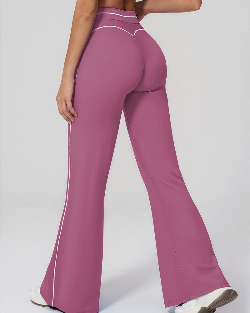 Curvvvy™ High-Waisted Contrast Panel Wide Leg Pants