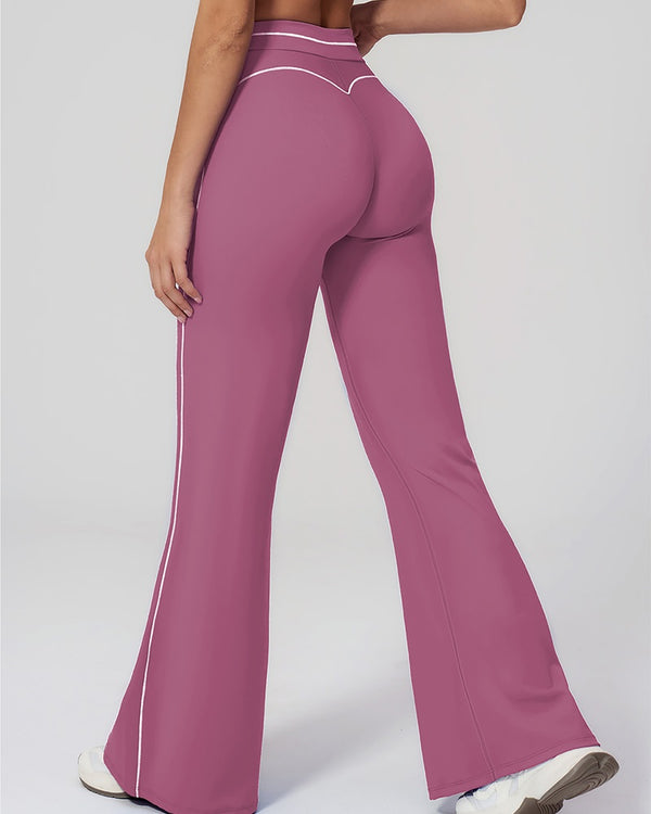 Curvvvy™ High-Waisted Contrast Panel Wide Leg Pants