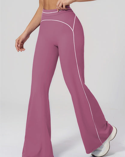 Curvvvy™ High-Waisted Contrast Panel Wide Leg Pants
