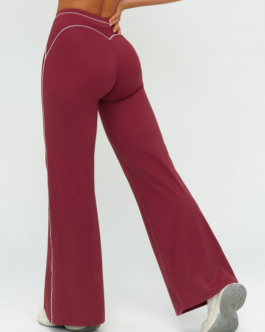 Curvvvy™ High-Waisted Contrast Panel Wide Leg Pants