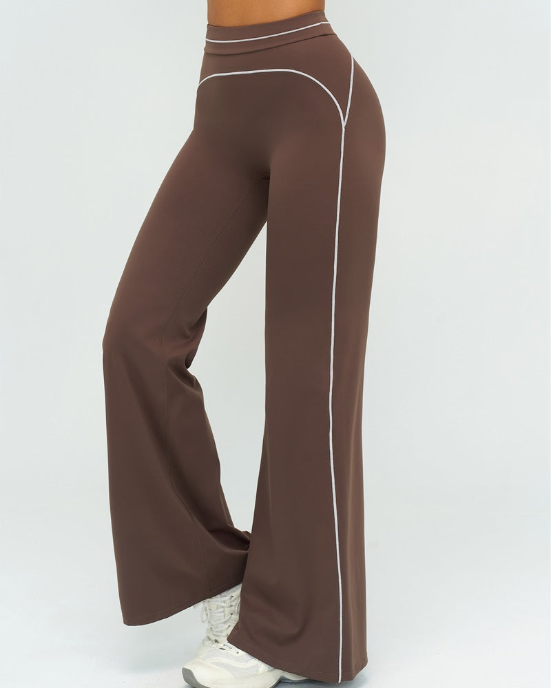 Curvvvy™ High-Waisted Contrast Panel Wide Leg Pants
