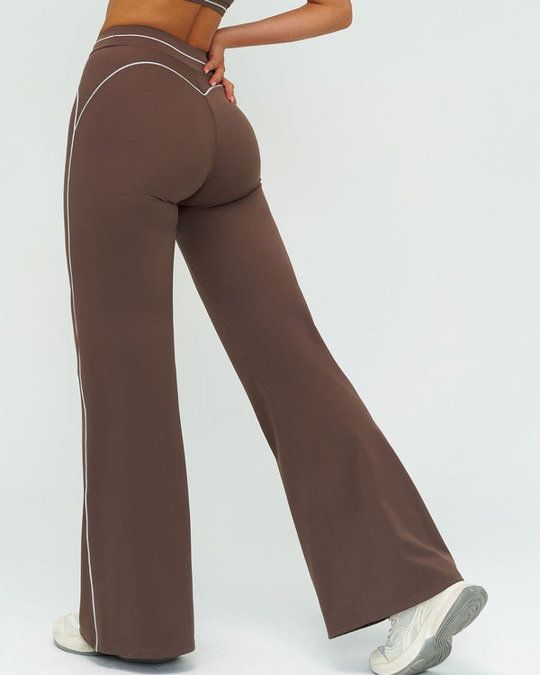 Curvvvy™ High-Waisted Contrast Panel Wide Leg Pants