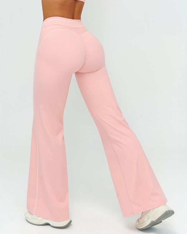 Curvvvy™ High-Waisted Contrast Panel Wide Leg Pants