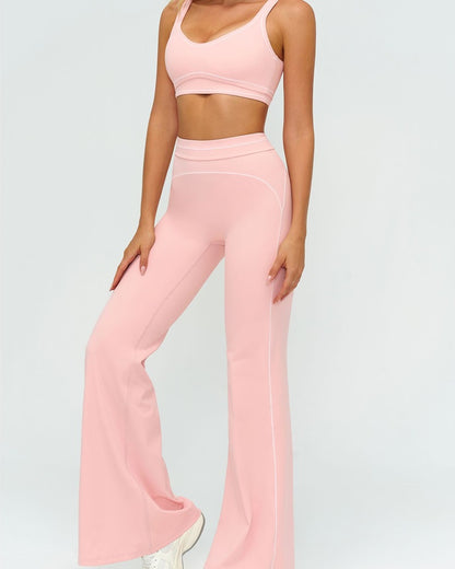 Curvvvy™ High-Waisted Contrast Panel Wide Leg Pants