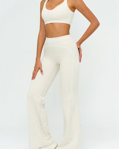 Curvvvy™ High-Waisted Contrast Panel Wide Leg Pants