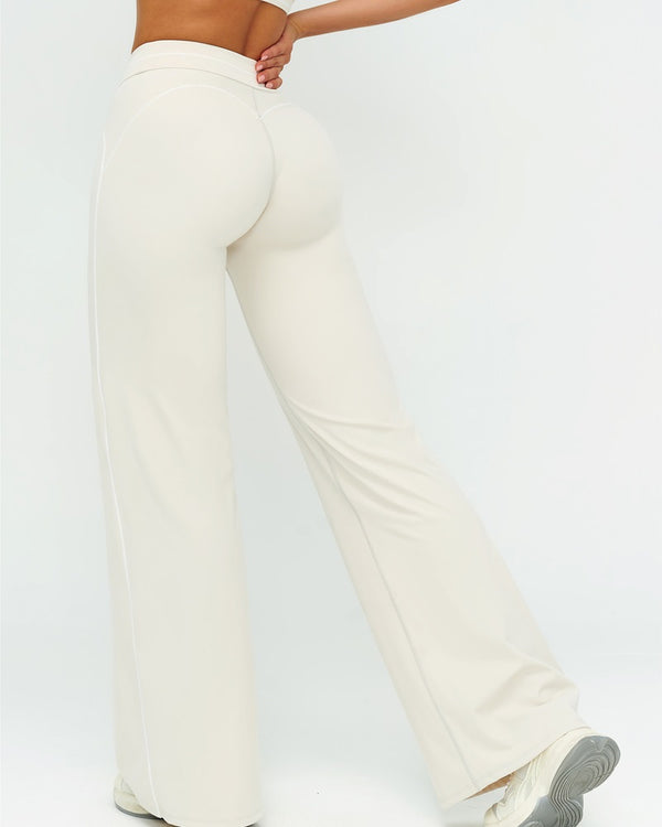 Curvvvy™ High-Waisted Contrast Panel Wide Leg Pants