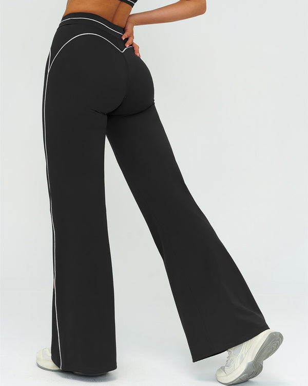 Curvvvy™ High-Waisted Contrast Panel Wide Leg Pants