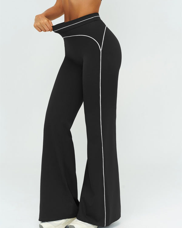 Curvvvy™ High-Waisted Contrast Panel Wide Leg Pants