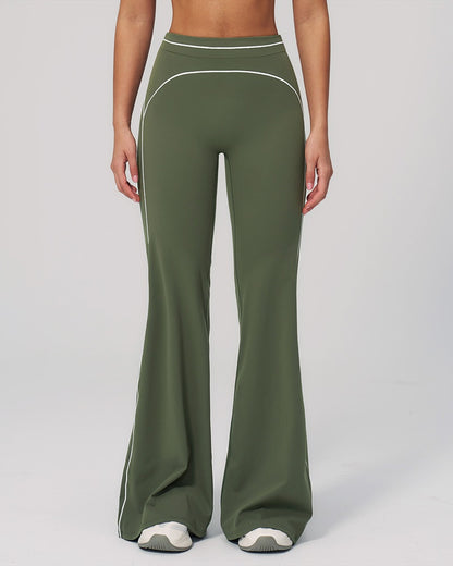 Curvvvy™ High-Waisted Contrast Panel Wide Leg Pants