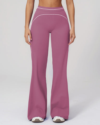 Curvvvy™ High-Waisted Contrast Panel Wide Leg Pants