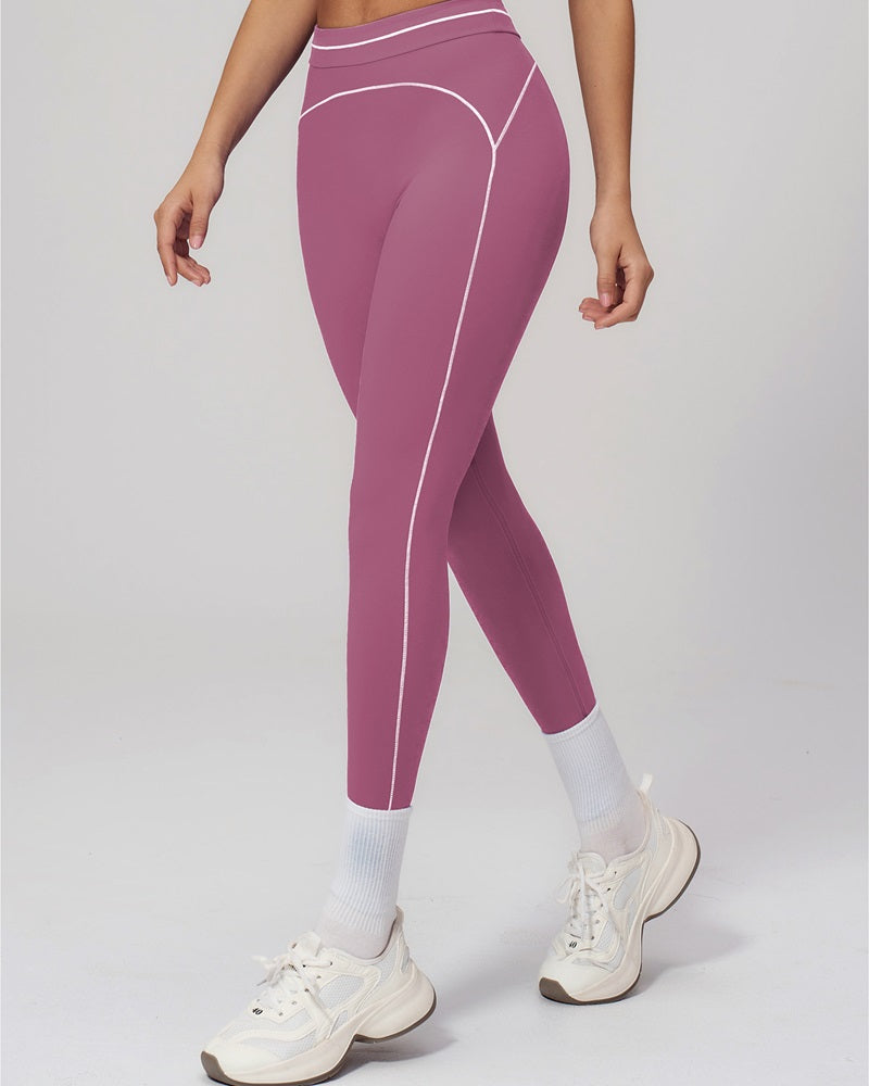 Curvvvy™ High-Waisted Contrast Trim Yoga Leggings