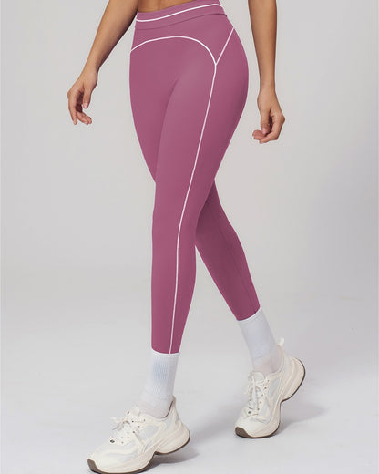 Curvvvy™ High-Waisted Contrast Trim Yoga Leggings