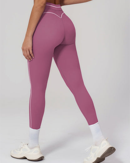 Curvvvy™ High-Waisted Contrast Trim Yoga Leggings