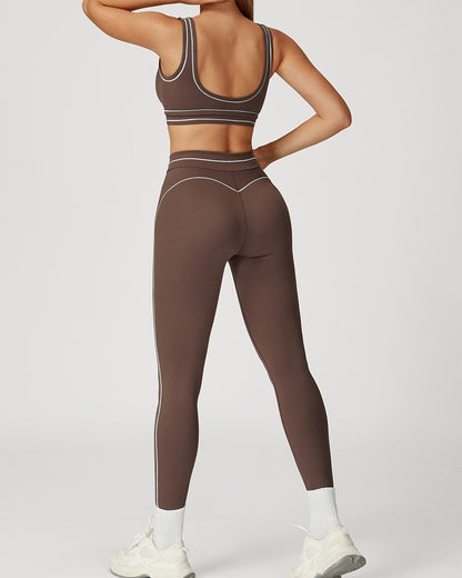Curvvvy™ High-Waisted Contrast Trim Yoga Leggings