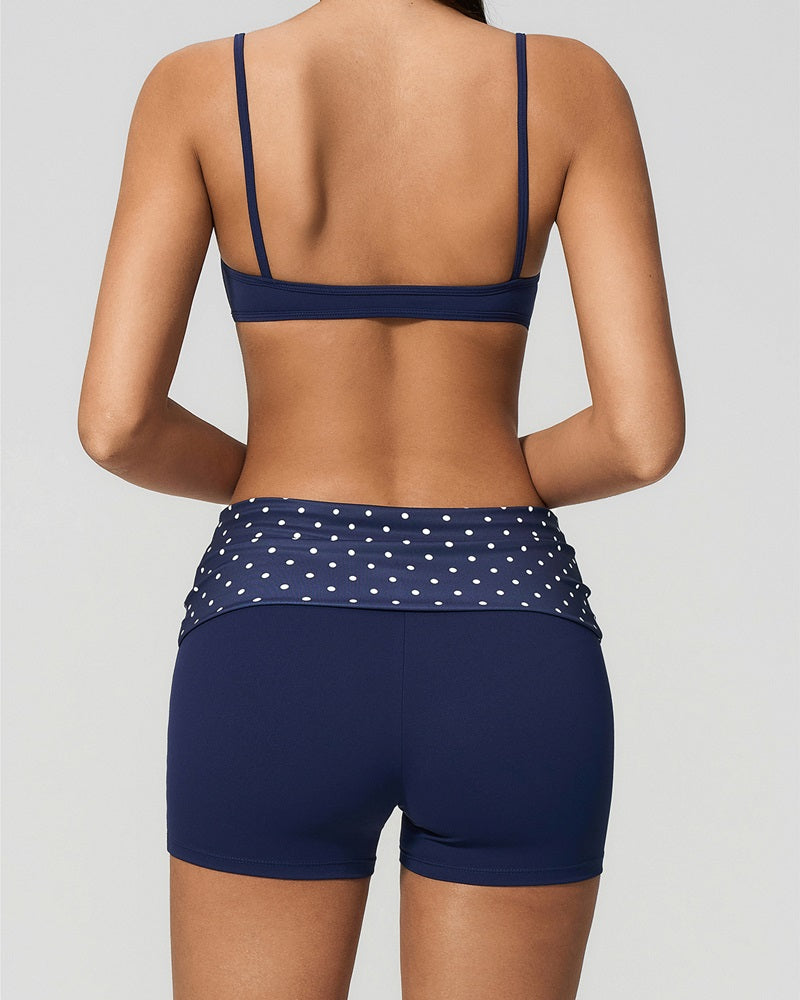 Curvvvy™ Contrast Trim Strappy Back Halter Sports Bra