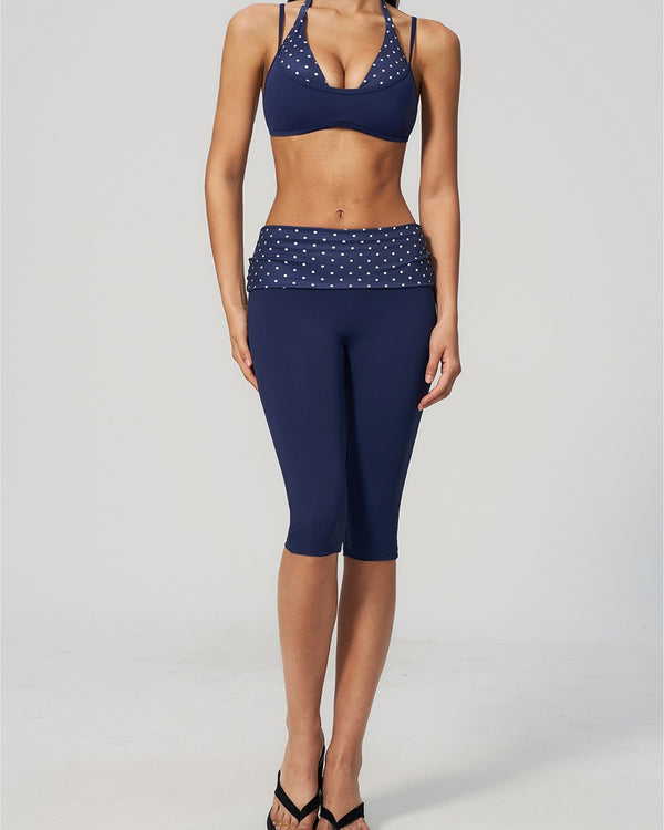 Curvvvy™ Contrast Trim Strappy Back Halter Sports Bra