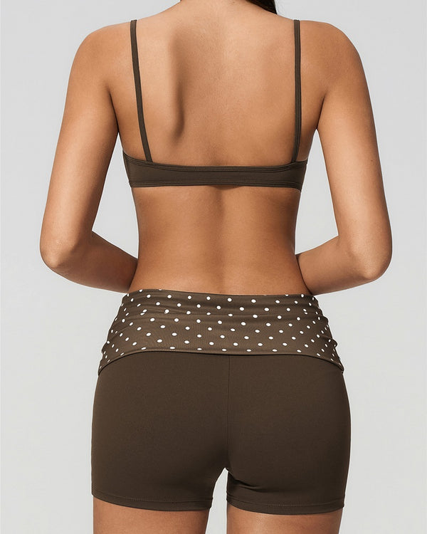Curvvvy™ Contrast Trim Strappy Back Halter Sports Bra