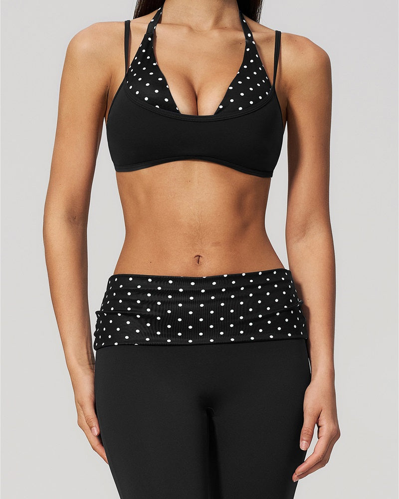 Curvvvy™ Contrast Trim Strappy Back Halter Sports Bra