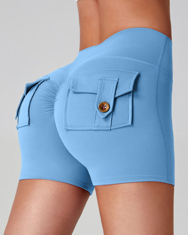 Curvvvy™ Cargo Pocket Scrunch High-Waisted Yoga Shorts