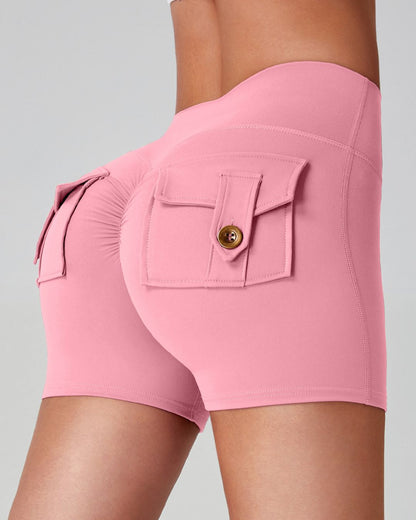 Curvvvy™ Cargo Pocket Scrunch High-Waisted Yoga Shorts