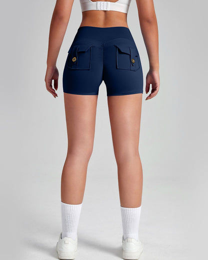 Curvvvy™ Cargo Pocket Scrunch High-Waisted Yoga Shorts