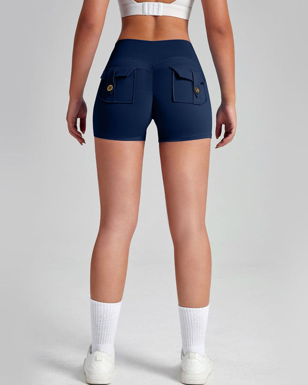Curvvvy™ Cargo Pocket Scrunch High-Waisted Yoga Shorts