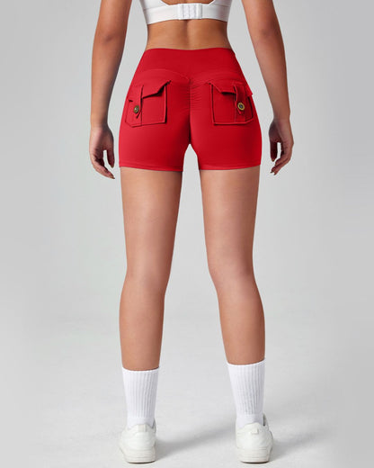 Curvvvy™ Cargo Pocket Scrunch High-Waisted Yoga Shorts