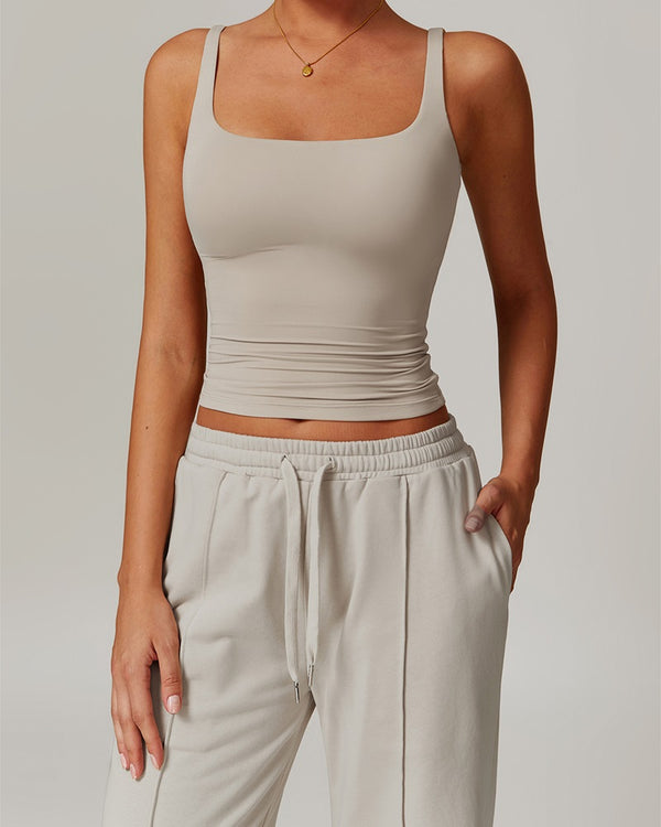 Curvvvy™ Quick-Dry Open-Back Fitted Yoga Cami Tank