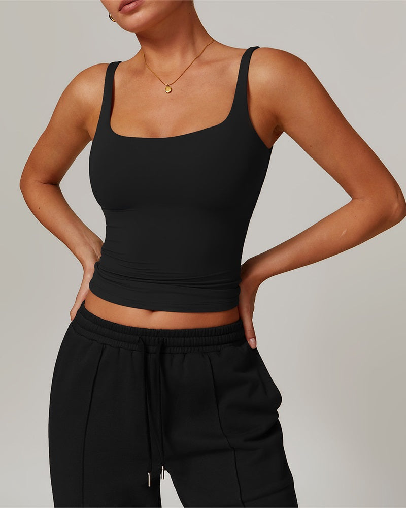 Curvvvy™ Quick-Dry Open-Back Fitted Yoga Cami Tank