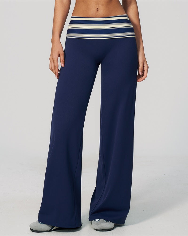 Curvvvy™ Contrast Polka Foldover Waist Wide Yoga Pants