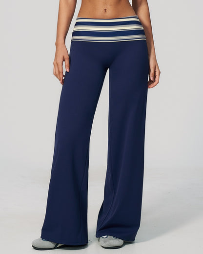 Curvvvy™ Contrast Polka Foldover Waist Wide Yoga Pants