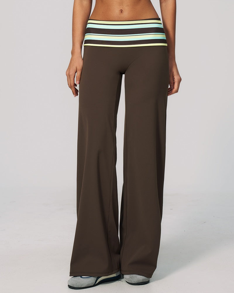Curvvvy™ Contrast Polka Foldover Waist Wide Yoga Pants