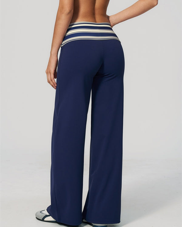 Curvvvy™ Contrast Polka Foldover Waist Wide Yoga Pants