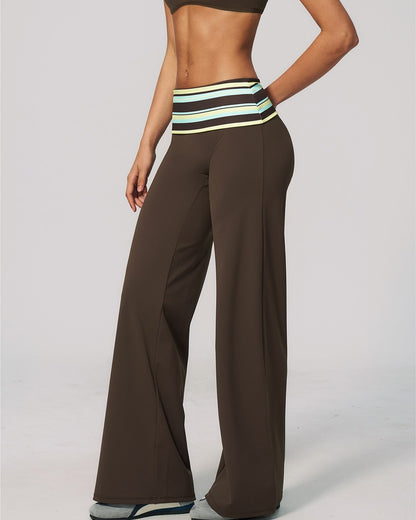 Curvvvy™ Contrast Polka Foldover Waist Wide Yoga Pants