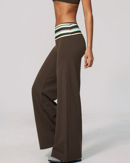 Curvvvy™ Contrast Polka Foldover Waist Wide Yoga Pants
