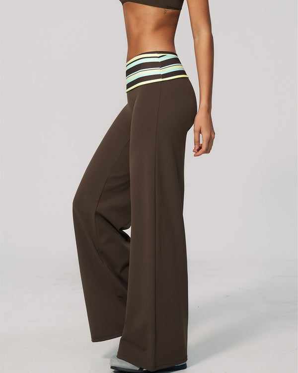 Curvvvy™ Contrast Polka Foldover Waist Wide Yoga Pants