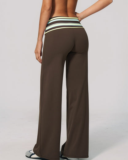 Curvvvy™ Contrast Polka Foldover Waist Wide Yoga Pants