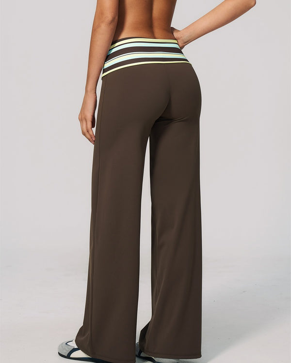 Curvvvy™ Contrast Polka Foldover Waist Wide Yoga Pants