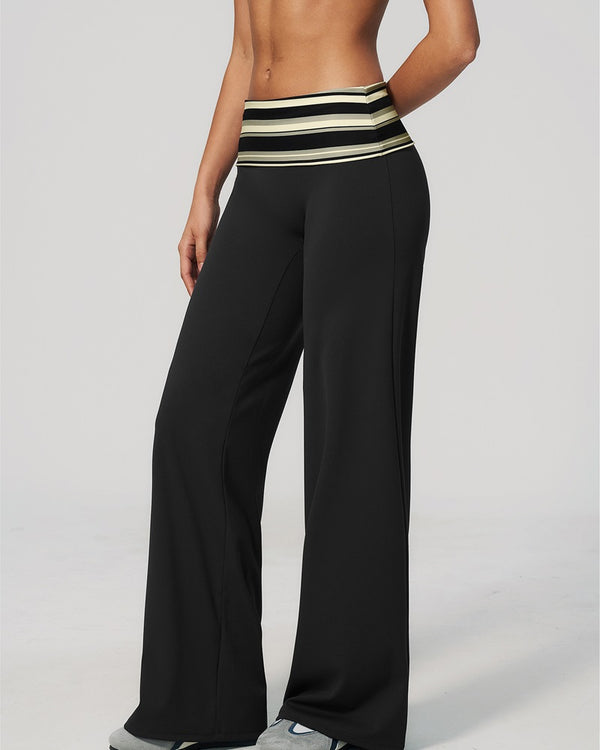 Curvvvy™ Contrast Polka Foldover Waist Wide Yoga Pants