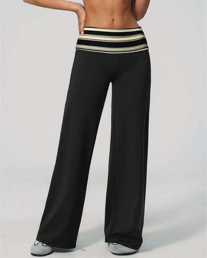 Curvvvy™ Contrast Polka Foldover Waist Wide Yoga Pants