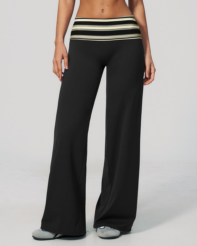 Curvvvy™ Contrast Polka Foldover Waist Wide Yoga Pants