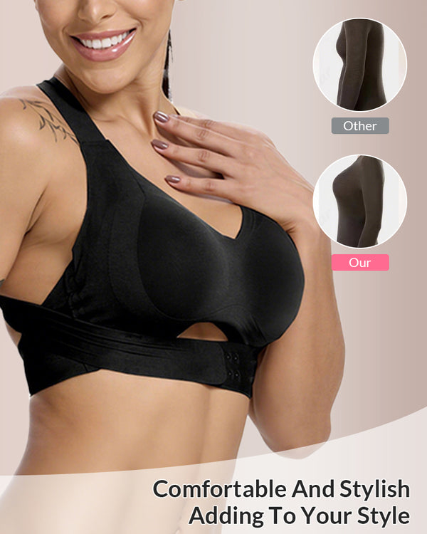 Curvvvy® Front Closure Cross-Back Wireless Posture Bra