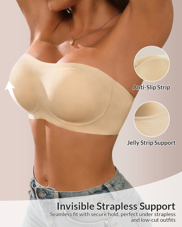 Curvvvy®  Seamless Anti-Slip Strapless Push-Up Bandeau Bra