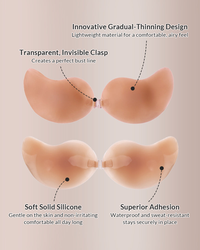 Curvvvy® Seamless Mango Cup Silicone Sticky Bra with Push-Up Clasp