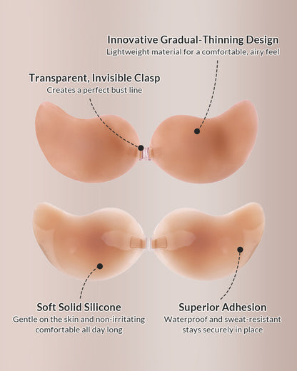 Curvvvy® Seamless Mango Cup Silicone Sticky Bra with Push-Up Clasp