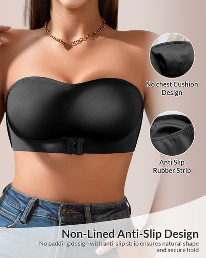 Curvvvy®  Seamless Front-Closure Strapless Bandeau Bra