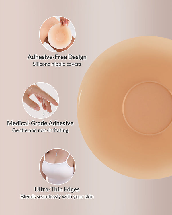 Curvvvy® Seamless Silicone Nipple Covers with Non-Adhesive Center