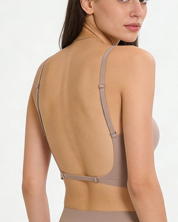 Curvvvy® Soft Triangle Bralette Invisible Low Back with Multiple Tie Styling Options